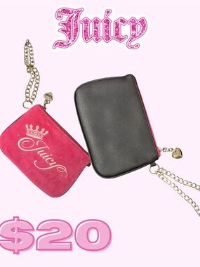Juicy Couture Velour Pink & Brown Wristlet